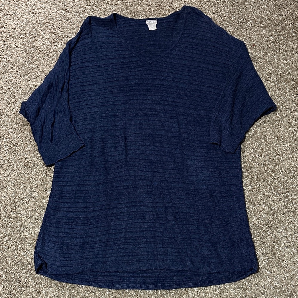 Chico's Deep Blue Short Sleeve Top